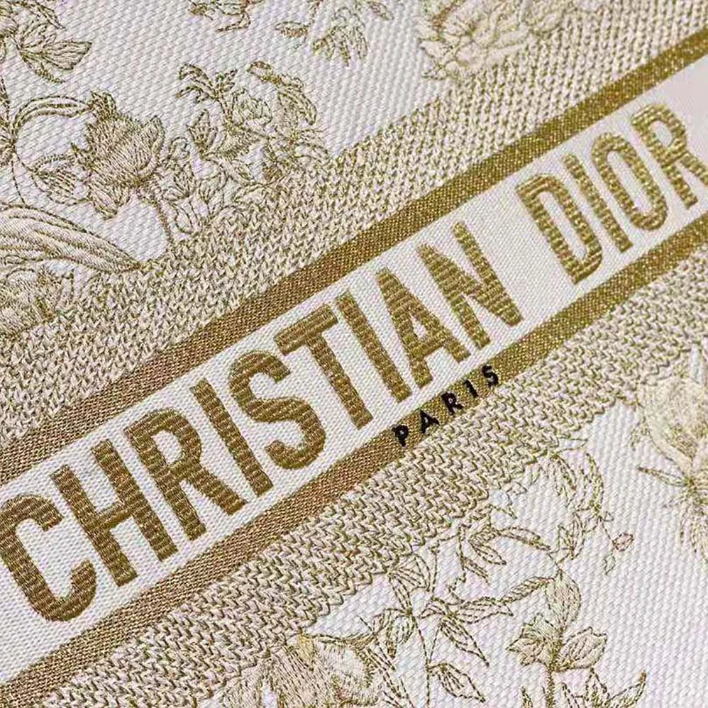 Dior Medium Dior Book Tote Dior Jardin D'Hiver Embroidery with Gold for Women in Tone Metallic Thread