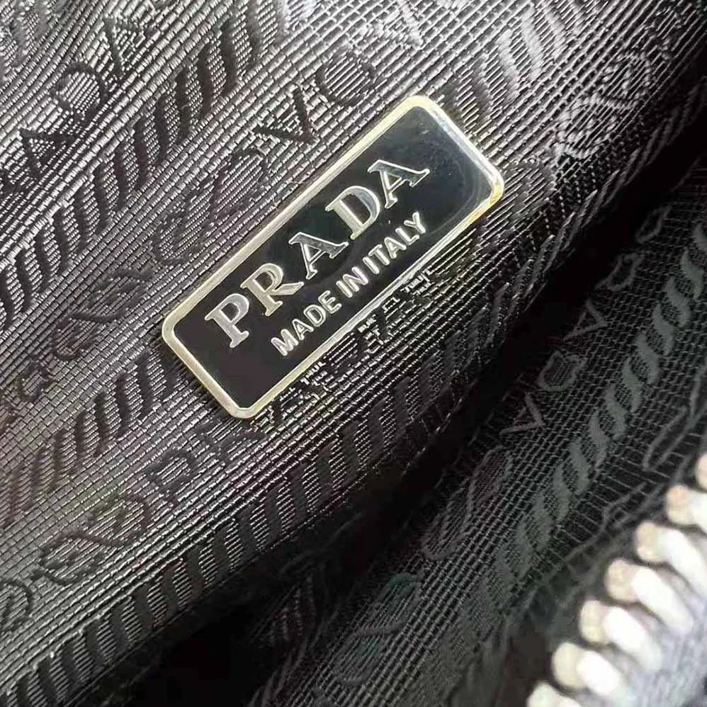Prada Terrycloth Pouch with Embroidered Lettering Logo for Women in Black Prada Terrycloth Pouch with Embroidered Lettering Logo for Women in Black
