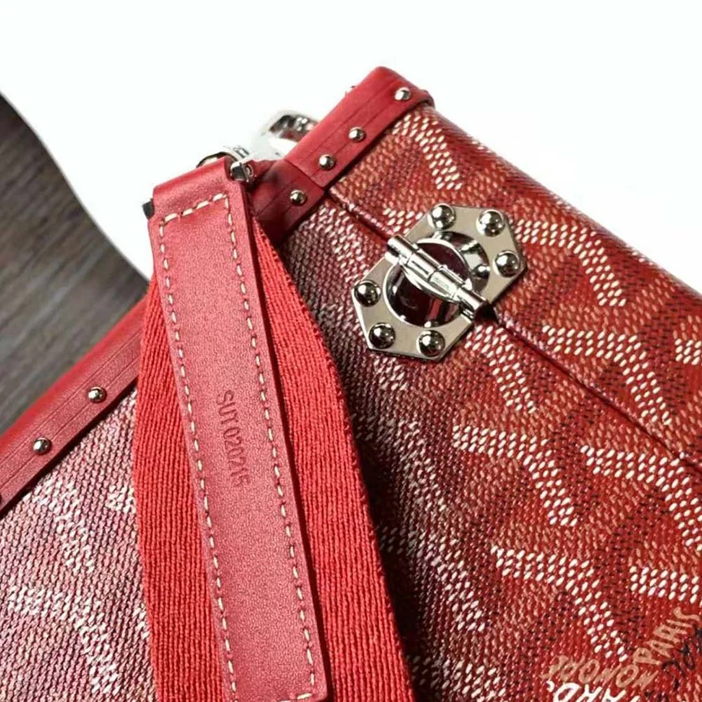 Goyard Cassette Trunk Bag in Goyardine Canvas & Clamecy Cowhide for Women in Red