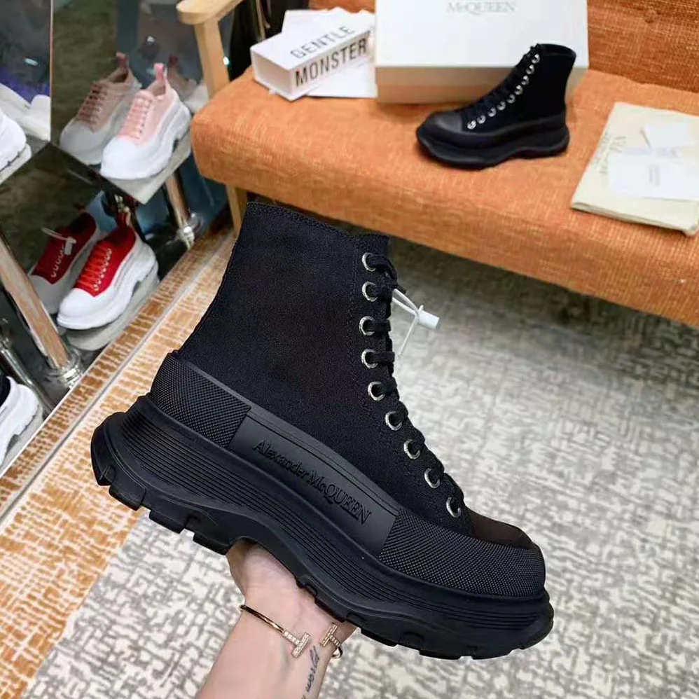 Alexander Mcqueen Tread Slick Boot for Women in Black Alexander Mcqueen Tread Slick Boot for Women in Black