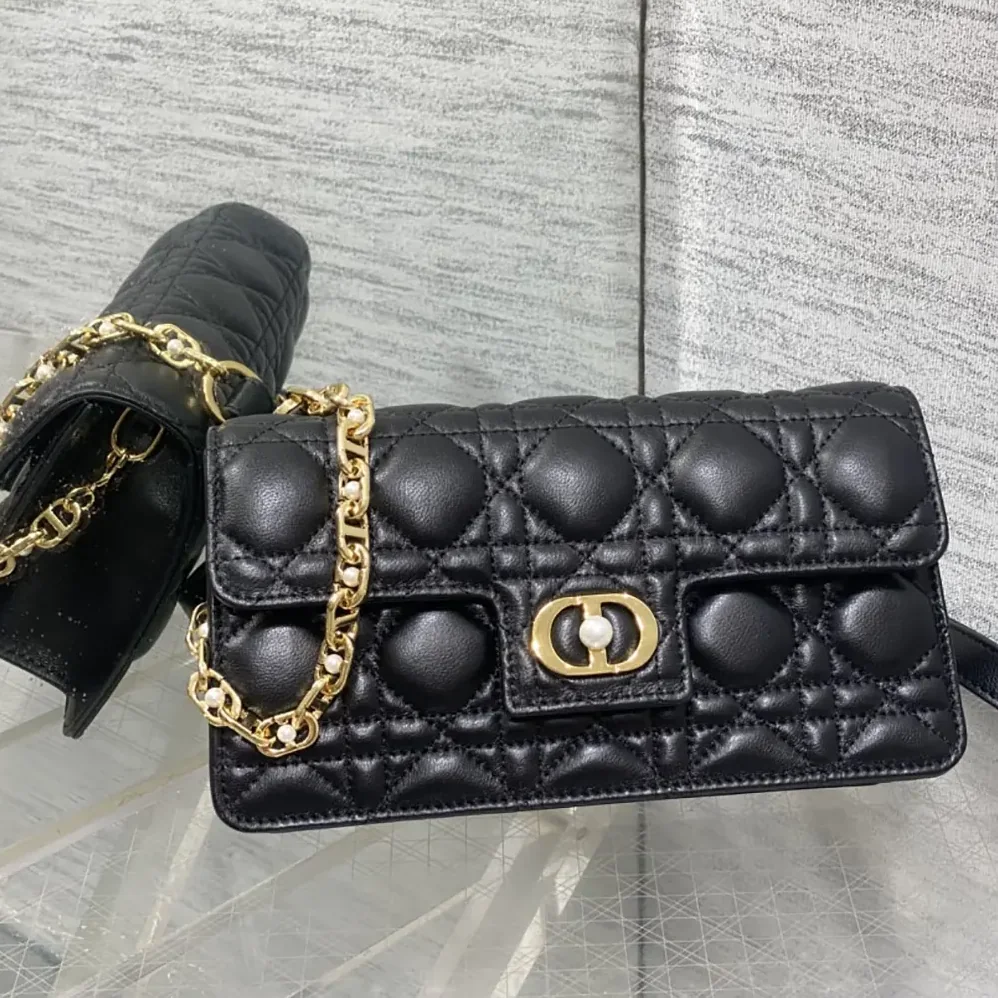 Dior Jolie Mini Bag Black Cannage Lambskin for Women