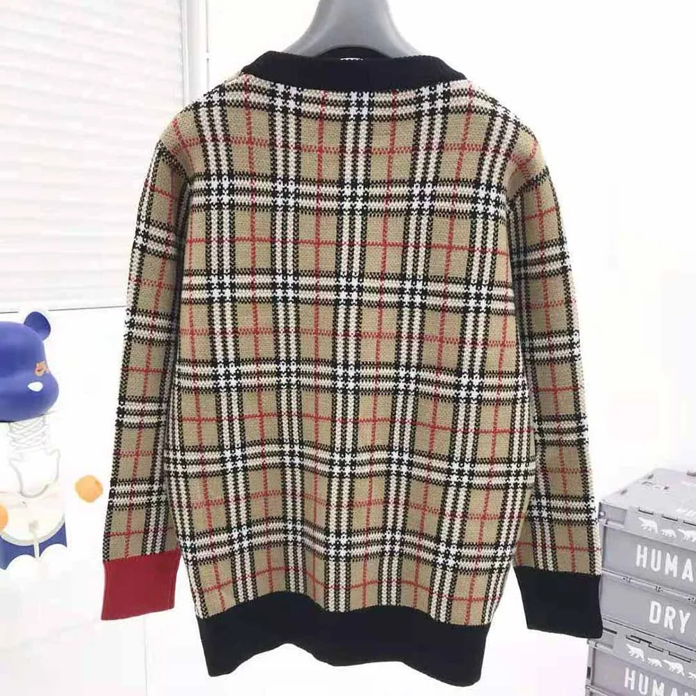 Burberry Logo Check Wool Cotton Jacquard Sweater for Women Burberry Logo Check Wool Cotton Jacquard Sweater for Women