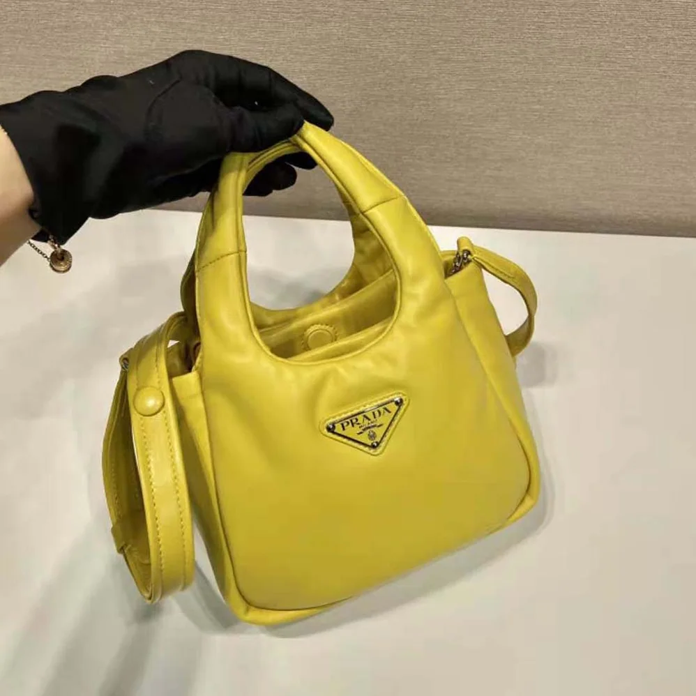 Prada Small Padded Prada Soft Nappa-Leather Bag for Women in Yellow Prada Small Padded Prada Soft Nappa-Leather Bag for Women in Yellow