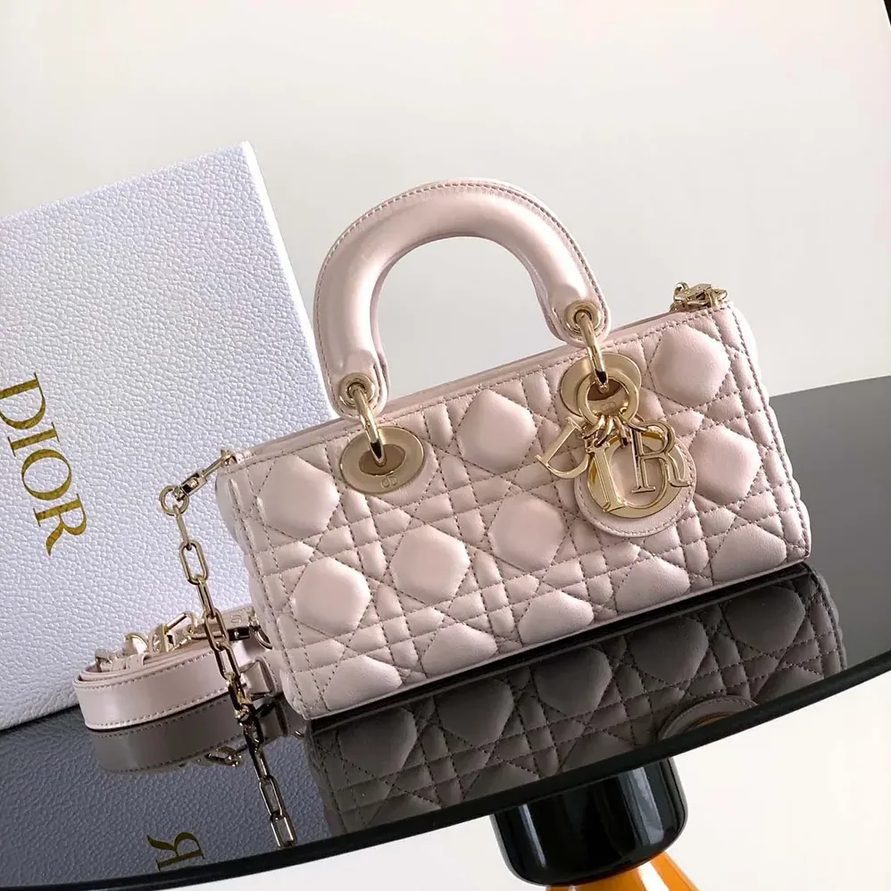Dior Small Lady D-Joy Bag Powder Pink Cannage Lambskin for Women