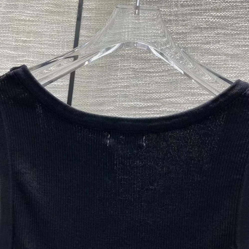 Miu Miu Viscose Top with Intarsia Logo for Women in Black