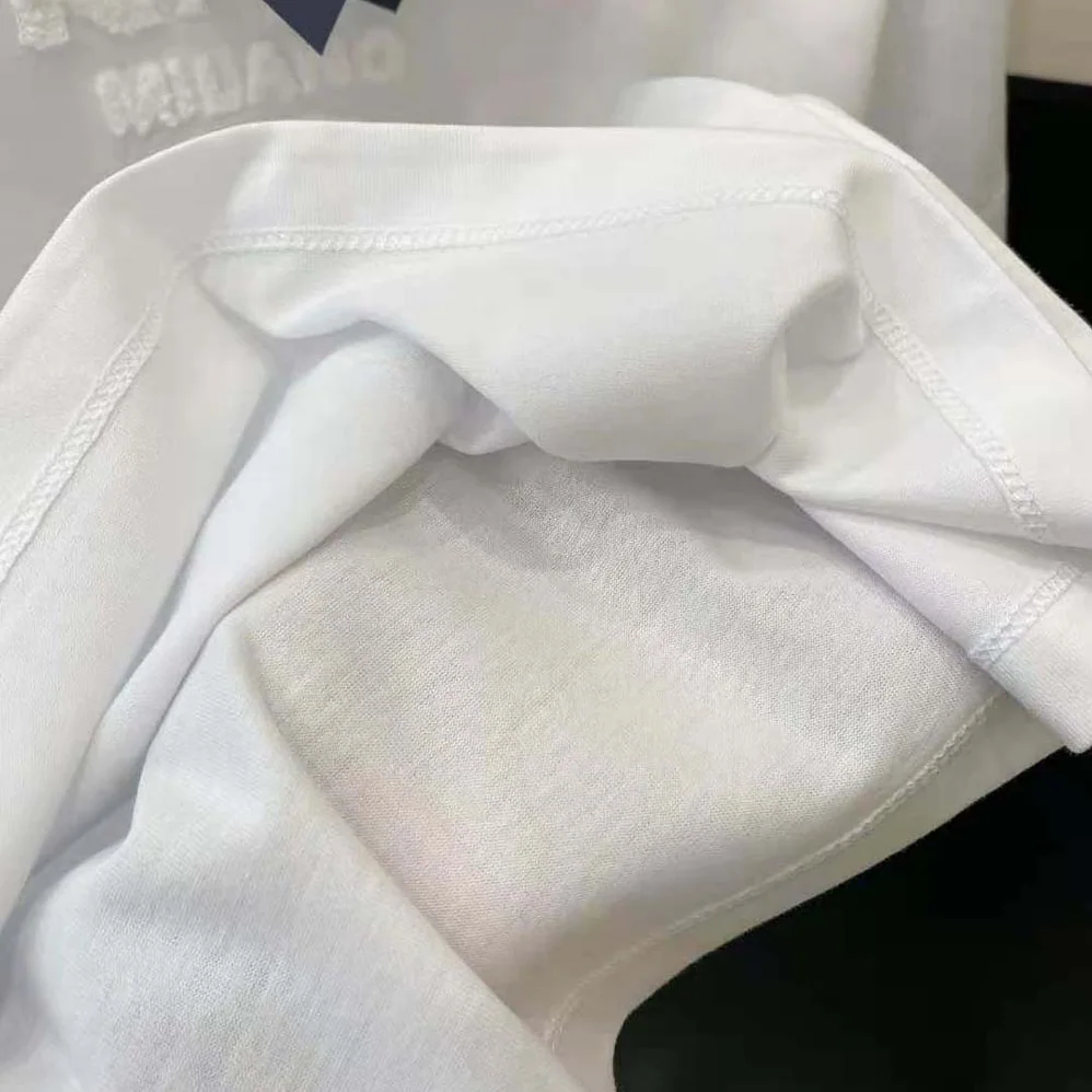 Prada Embroidered Jersey T-shirt for Men in White