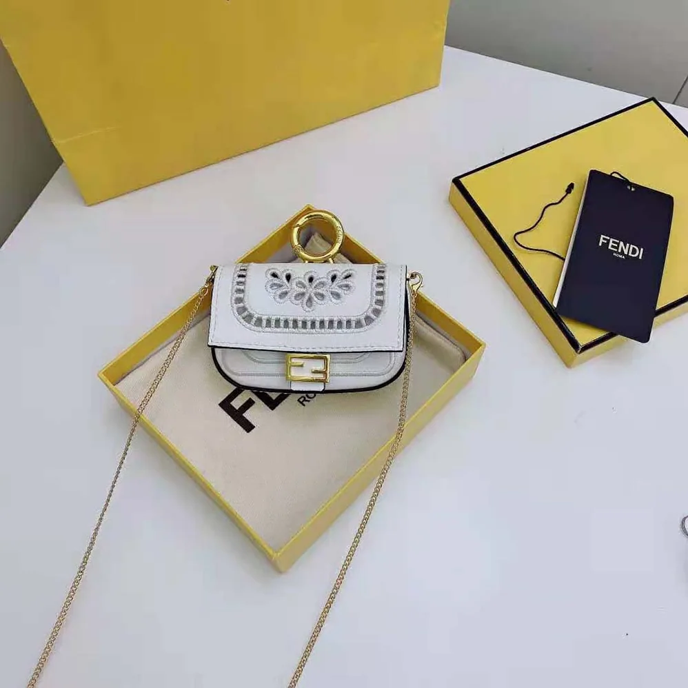 Fendi Nano Baguette Charm White Leather for Women Fendi Nano Baguette Charm White Leather for Women
