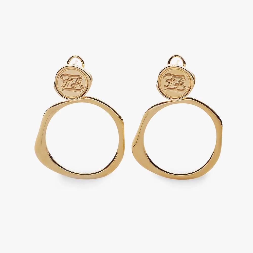 Fendi Hoop Earrings with FF Karligraphy Signet Closure for Women Fendi Hoop Earrings with FF Karligraphy Signet Closure for Women