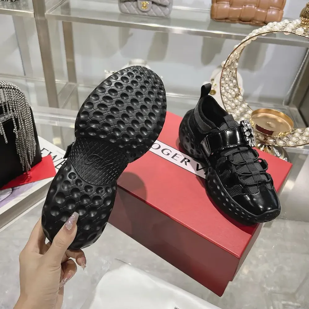 Roger Vivier Viv' Run Light Trekky Sneakers in Fabric for Women in Black Roger Vivier Viv' Run Light Trekky Sneakers in Fabric for Women in Black