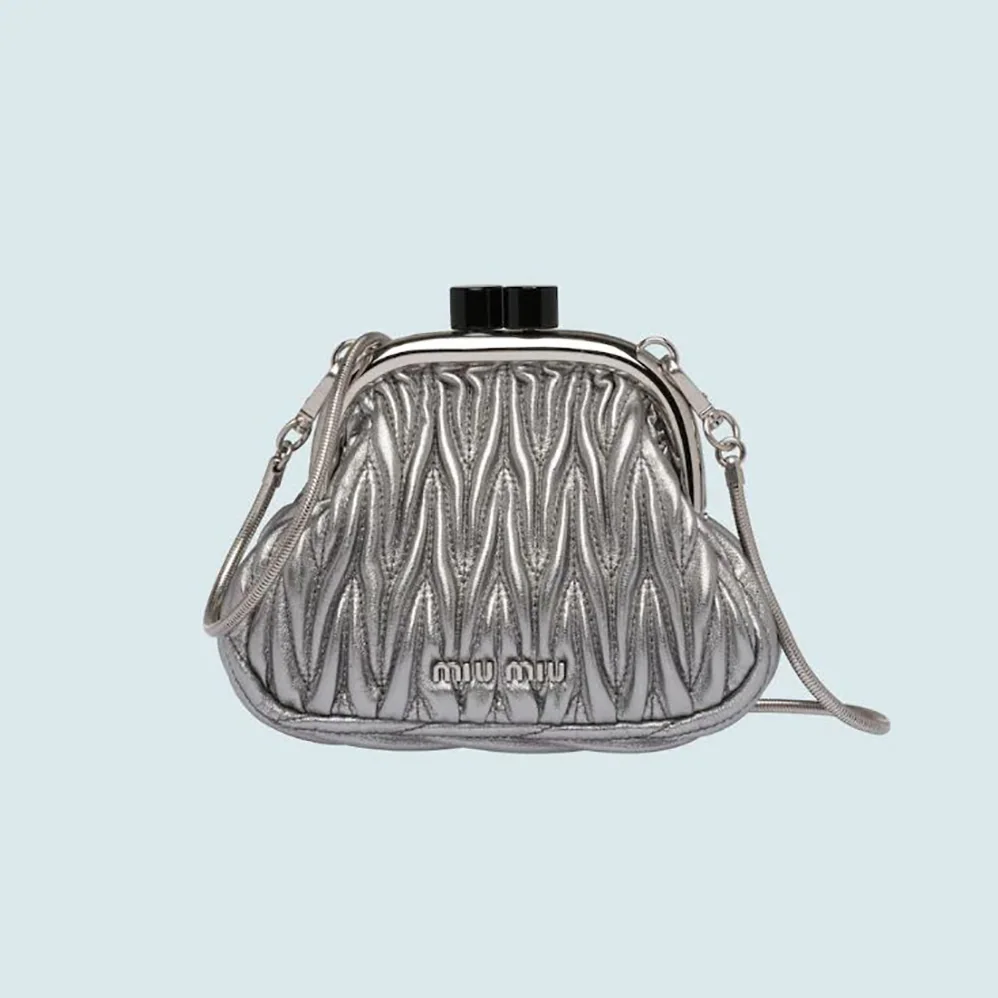 Miu Miu Miu Belle Nappa Leather Mini-Bag for Women in Silver