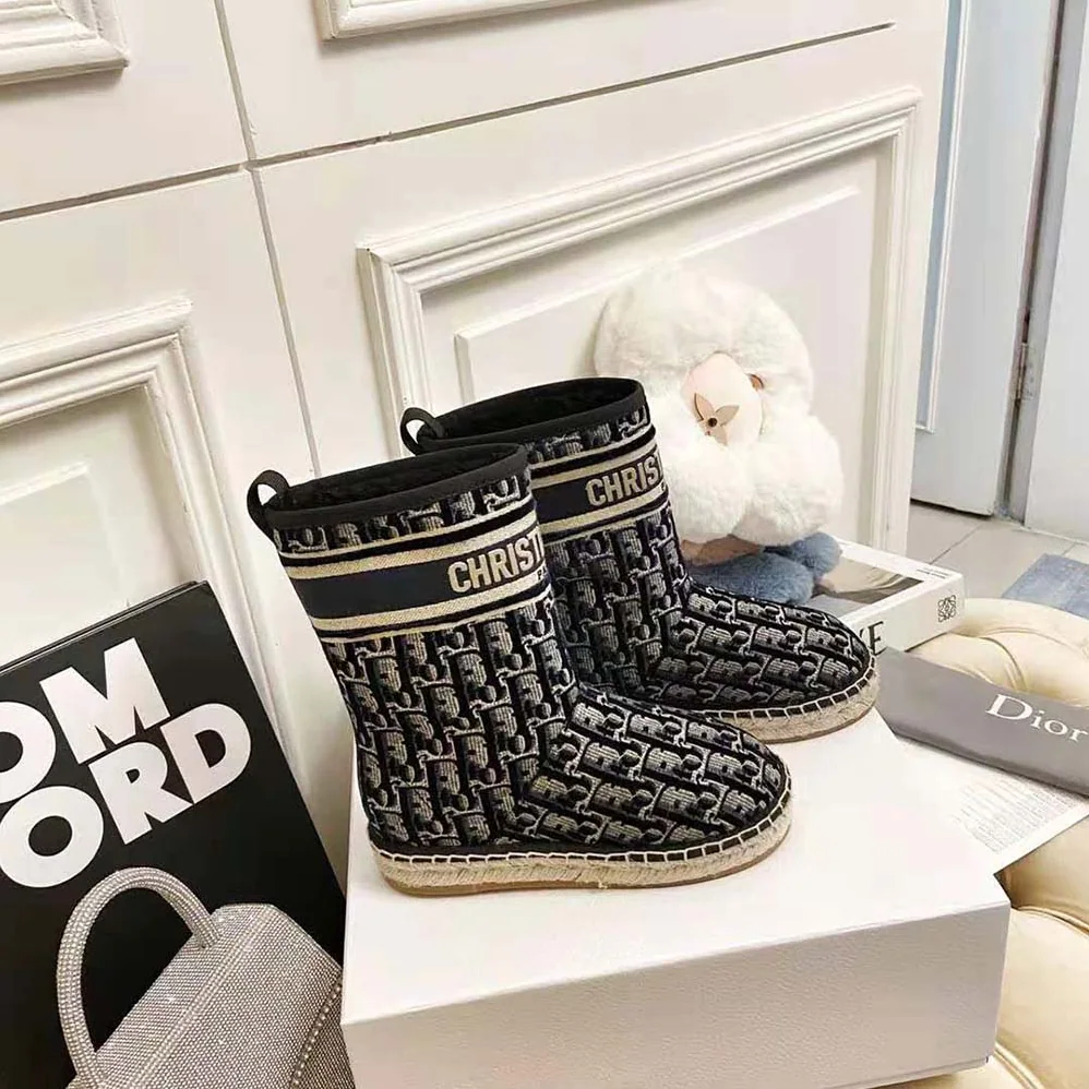 Dior Dior Chez Moi Dior Granville Ankle Boot Blue Dior Oblique Embroidered Velvet for Women