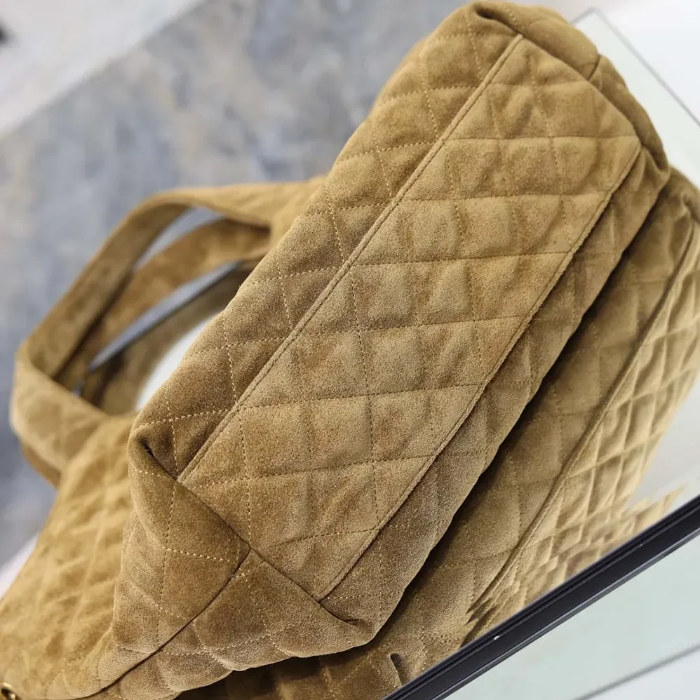 Saint Laurent YSL Icare Medium In Quilted Suede for Women in Brown