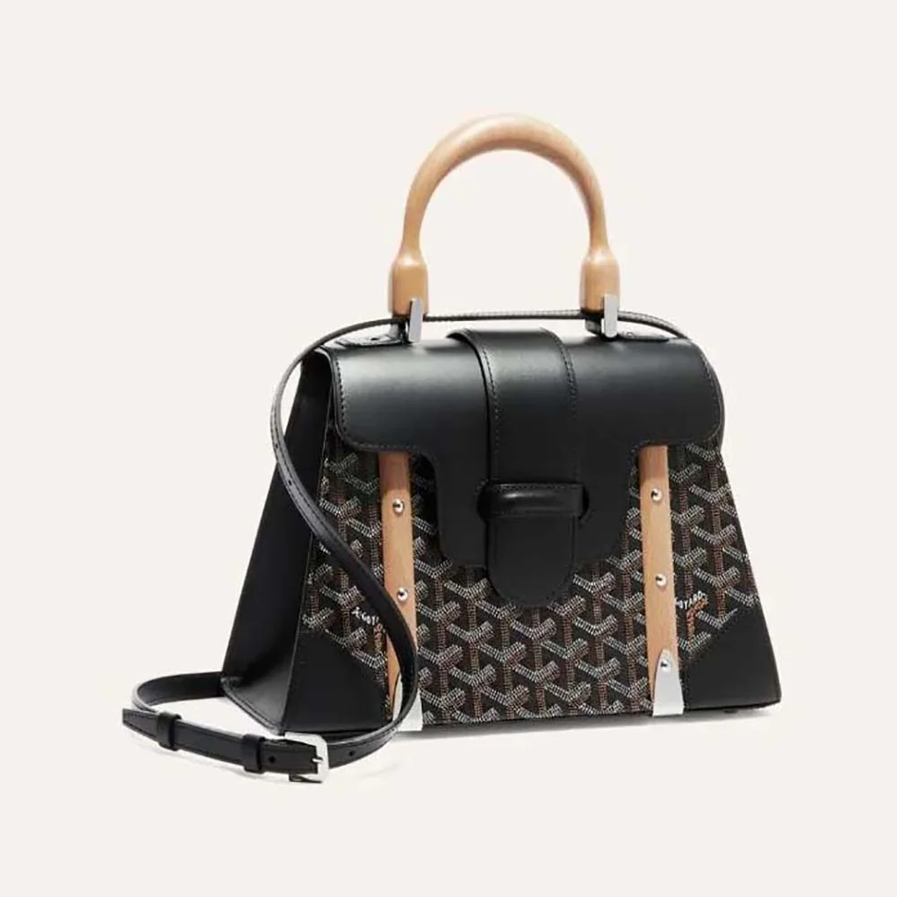 Goyard Sac Saïgon PM in Toile Goyardine & Clamecy Calfskin for Women in Black