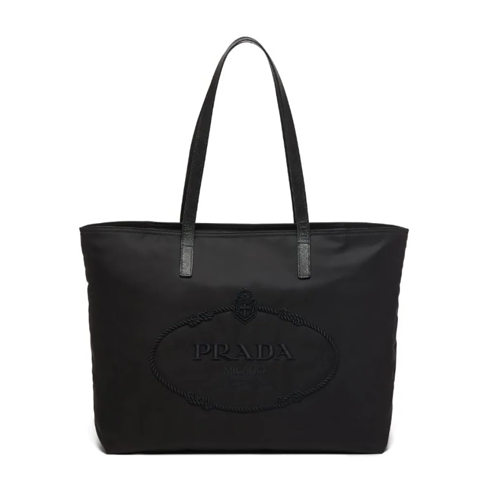 Prada Nylon Tote with Embroidered Logo for Women