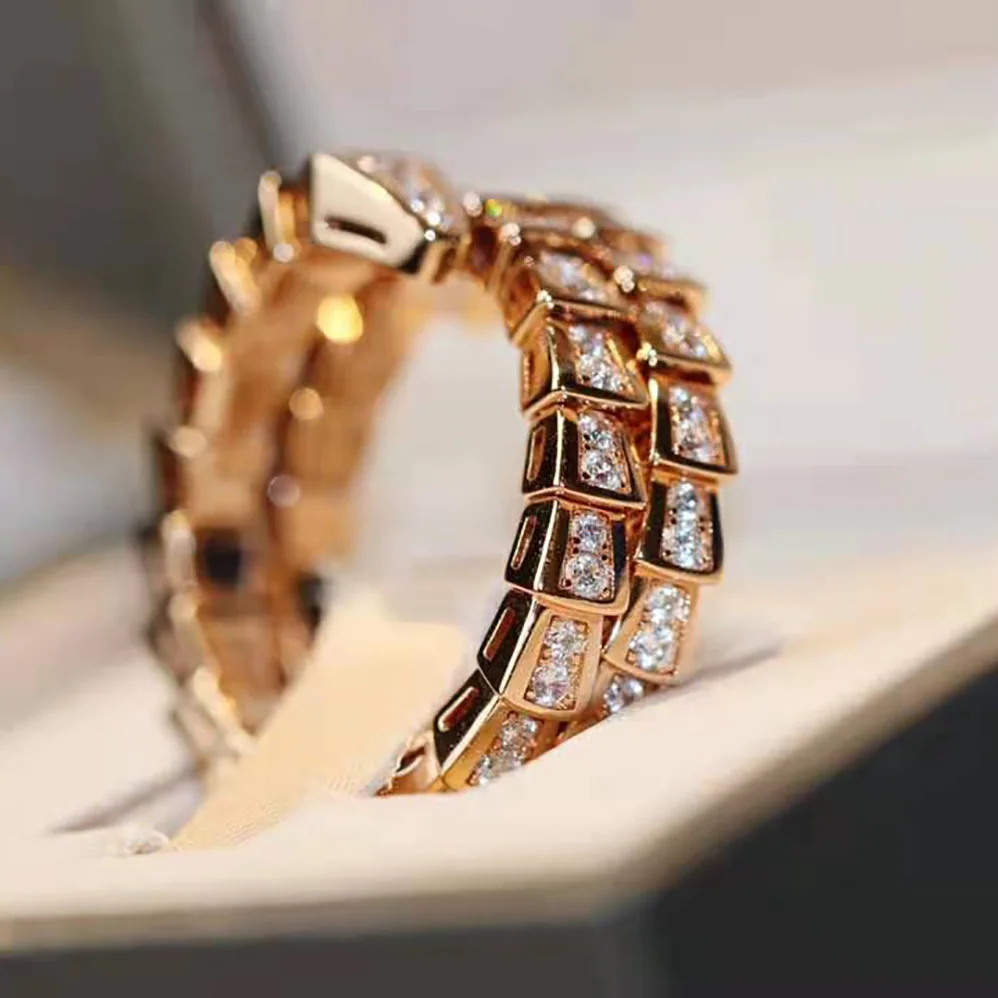 Bvlgari Serpenti Viper Two-coil 18 KT Rose Gold Ring for Women