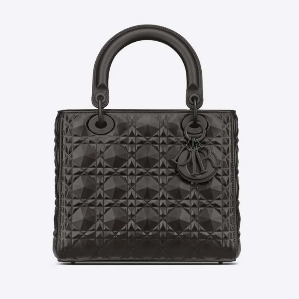 Dior Medium Lady Dior Bag Black Cannage Calfskin with Diamond Motif for Women Dior Medium Lady Dior Bag Black Cannage Calfskin with Diamond Motif for Women