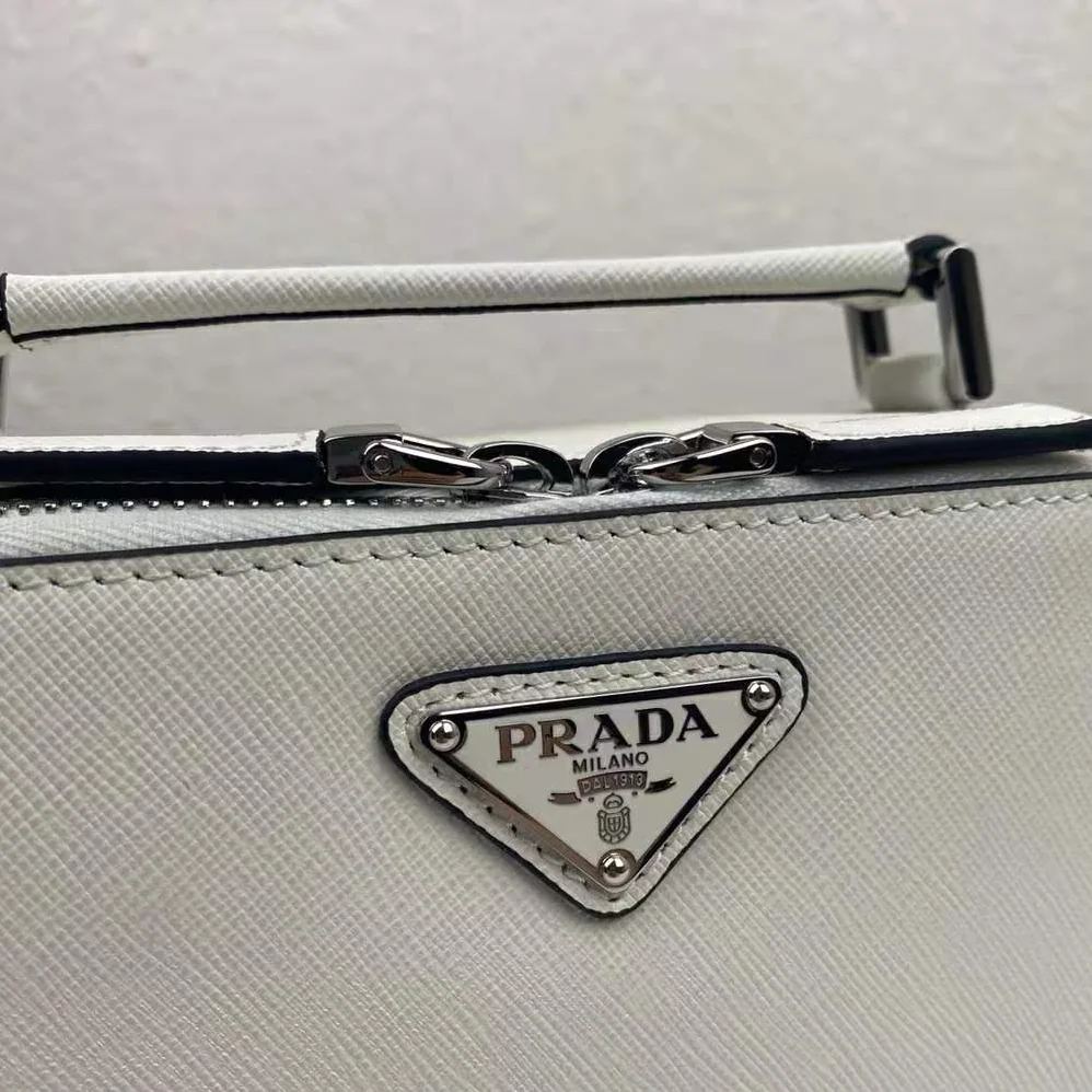 Prada Prada Brique Saffiano Leather Cross-Body Bag for Men in White