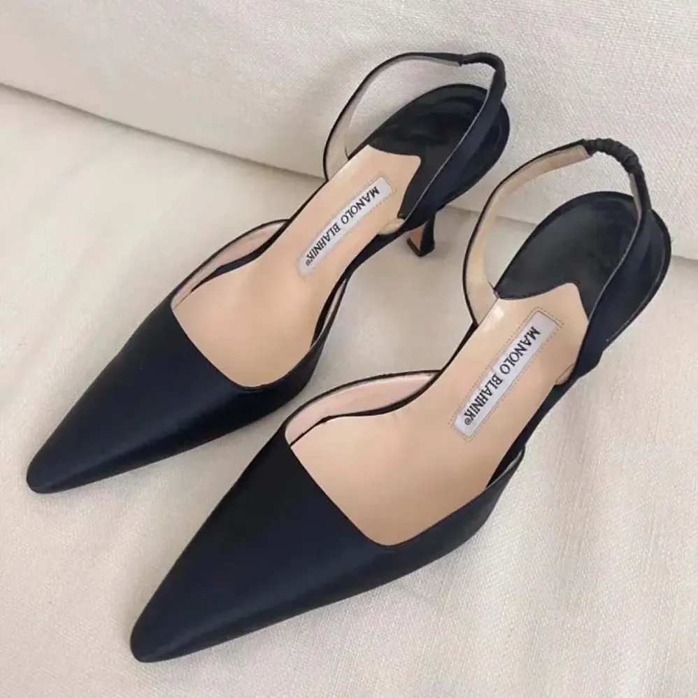 Manolo Blahnik Carolyne 70 Black Suede Slingback Pumps for Women Manolo Blahnik Carolyne 70 Black Suede Slingback Pumps for Women