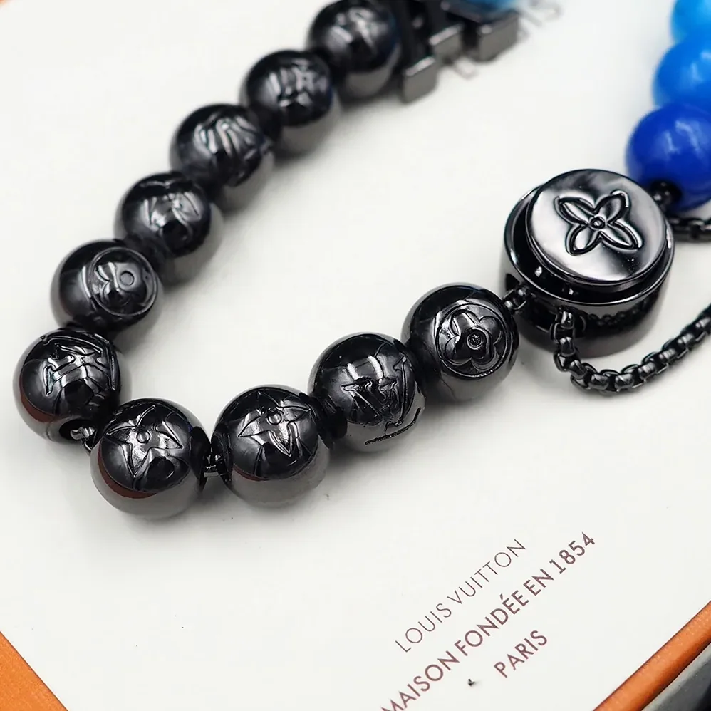 Louis Vuitton Beads Bracelet Blue in Black Louis Vuitton Beads Bracelet Blue in Black