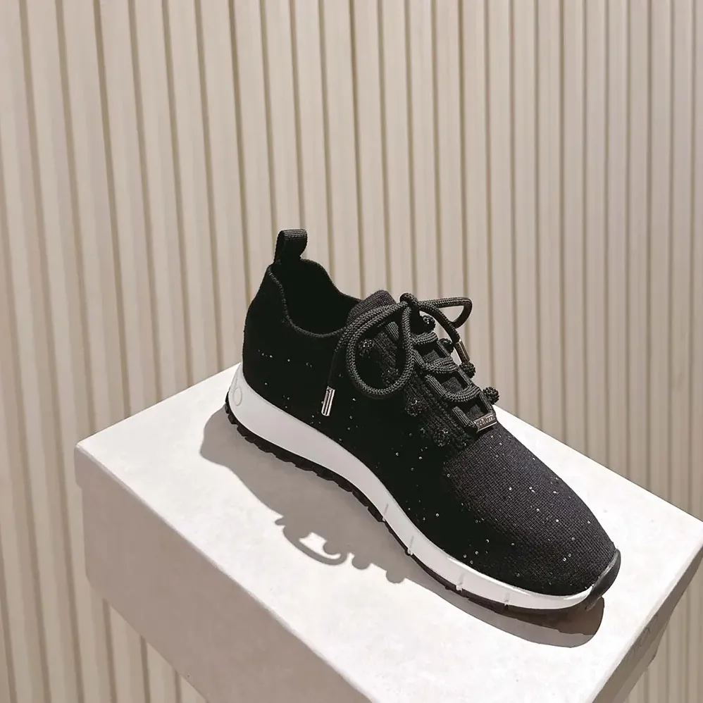 Jimmy Choo Veles Black Sequin Knit Trainers for Women
