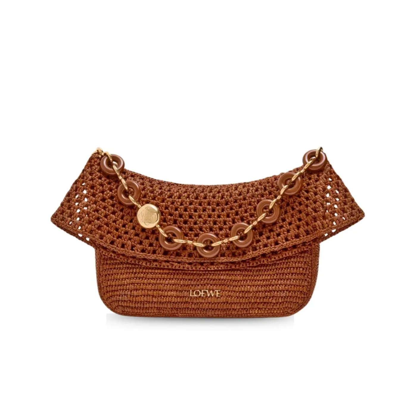 Loewe Medium Ola Bag In Raffia Honey Gold / AP22P22X02 Loewe Medium Ola Bag In Raffia Honey Gold / AP22P22X02