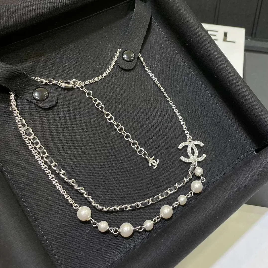 Chanel CC Double Layer Necklace White Chanel CC Double Layer Necklace White