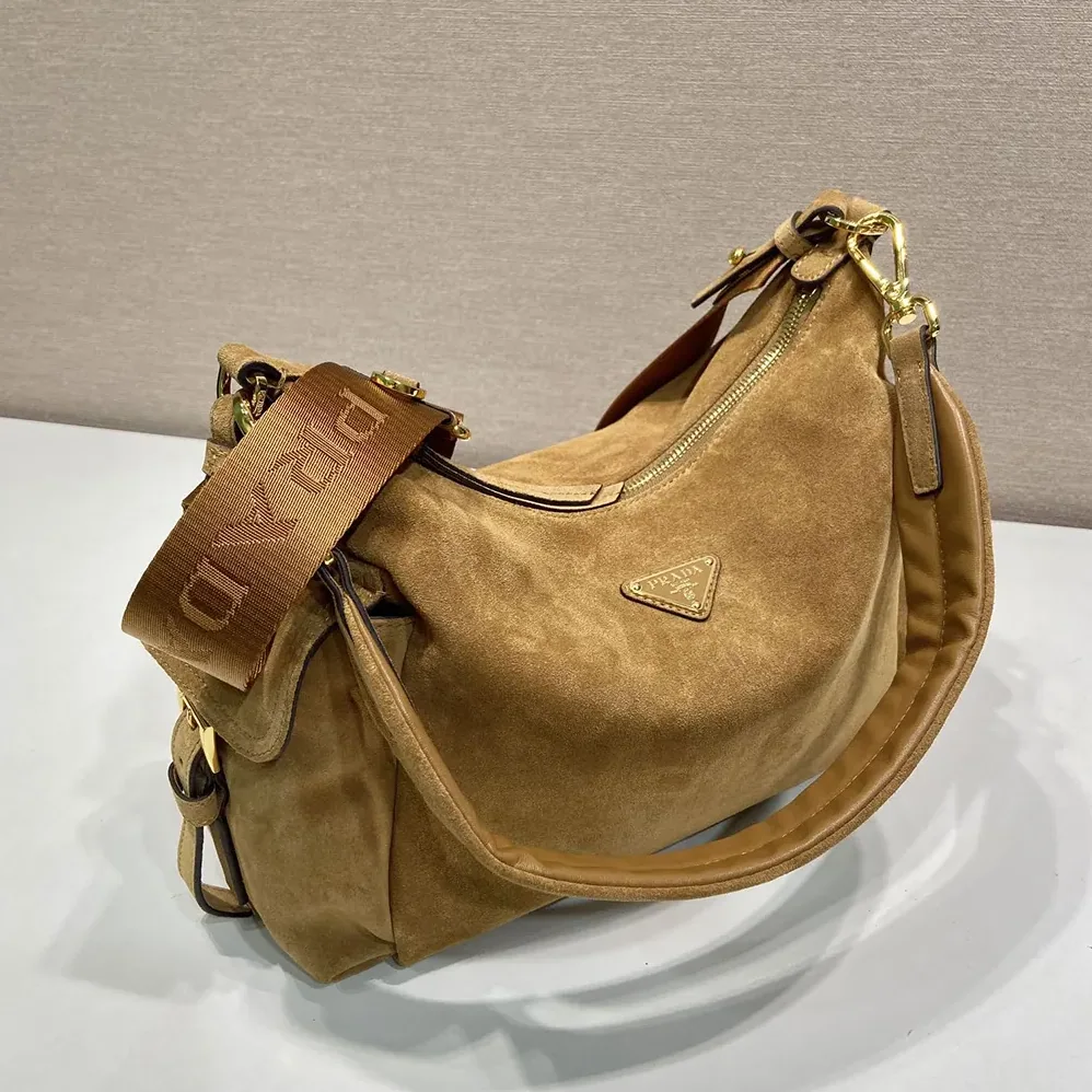 Prada Explore Large Suede Bag for Women in Brown