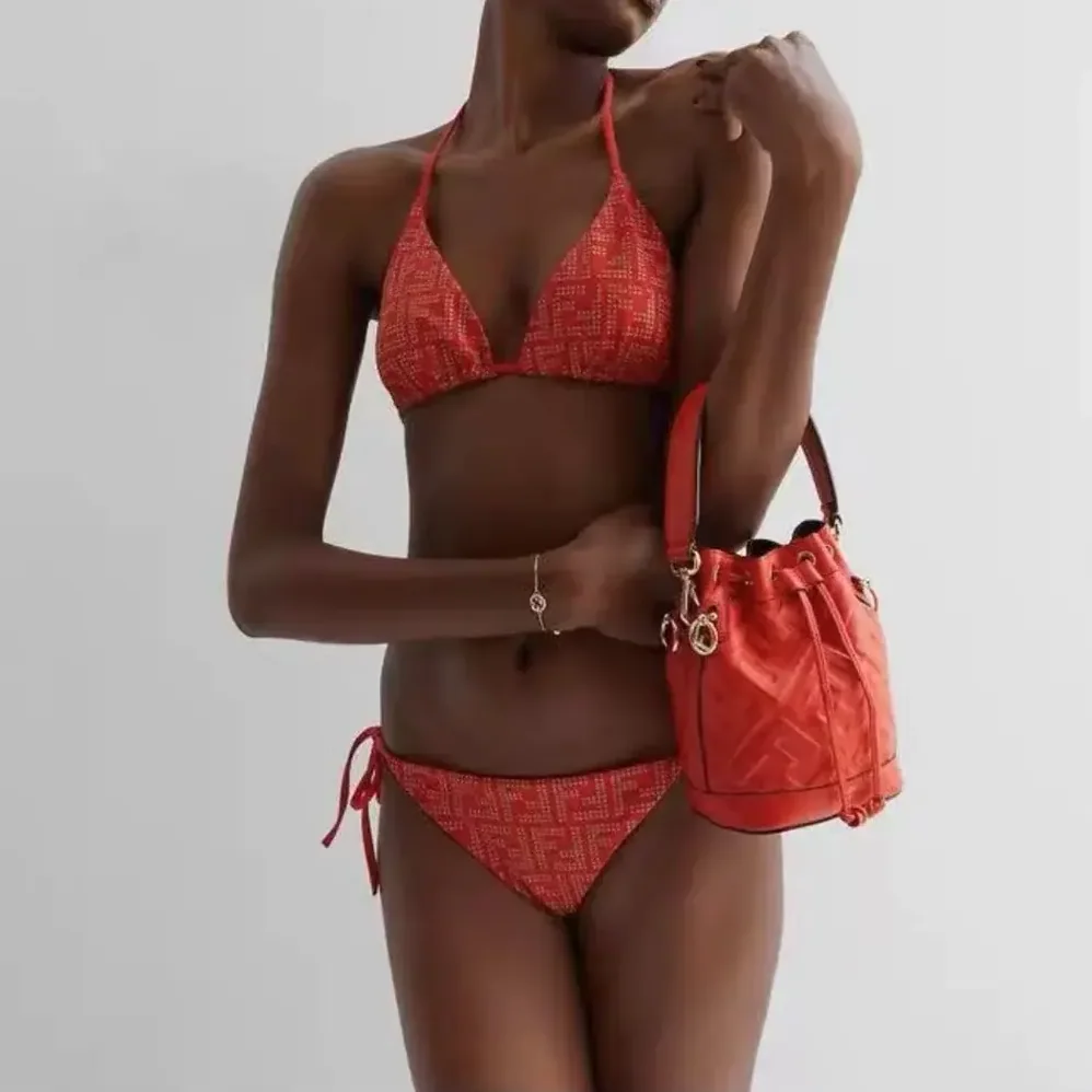 Fendi Swimsuit Orange Tech Fabric Bikini for Women