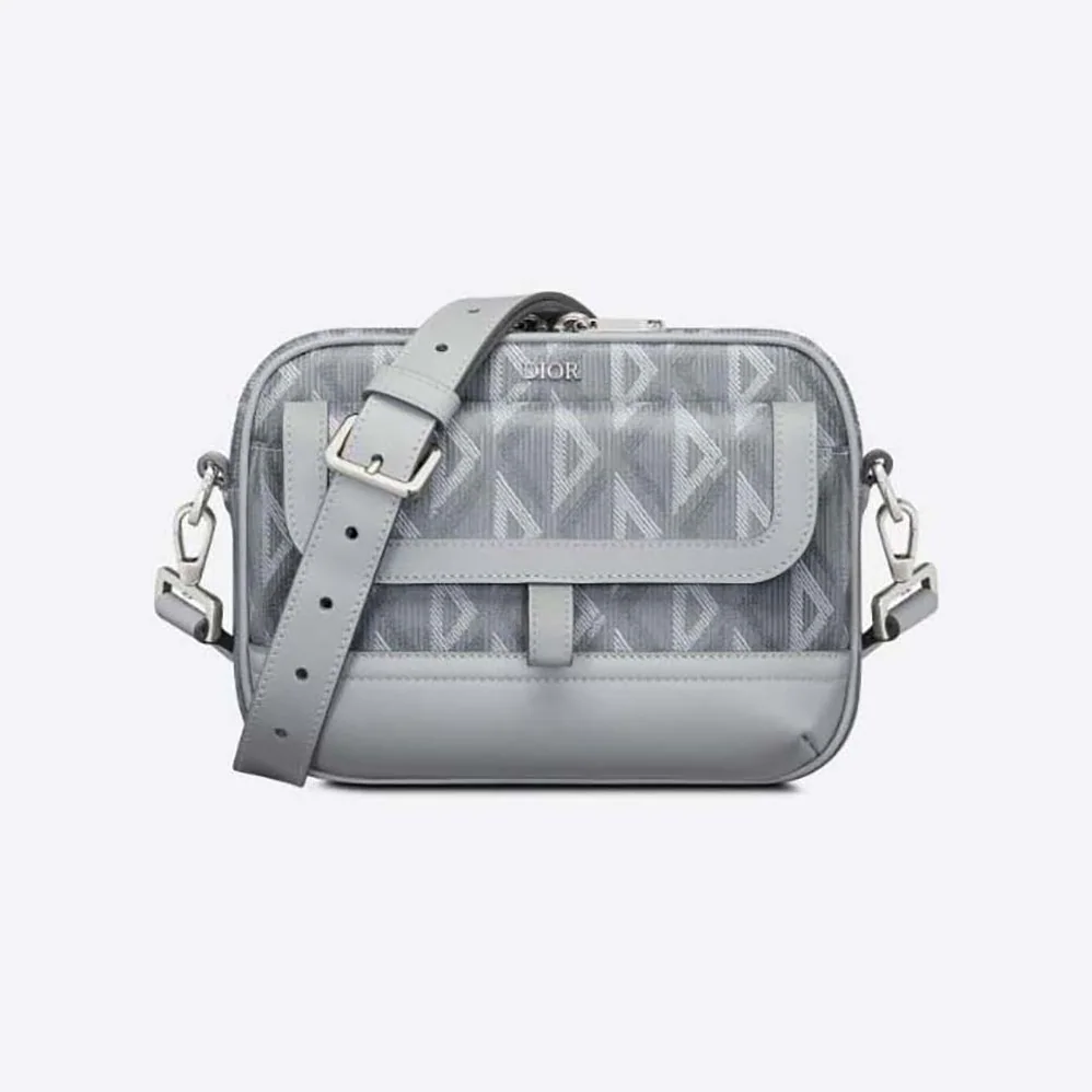 Dior Hit the Road Messenger Pouch Dior Gray CD Diamond Canvas and Smooth Calfskin for Men Dior Hit the Road Messenger Pouch Dior Gray CD Diamond Canvas and Smooth Calfskin for Men