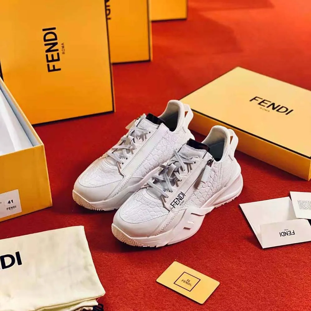 Fendi Sneakers White Caiman Low for Women in Tops