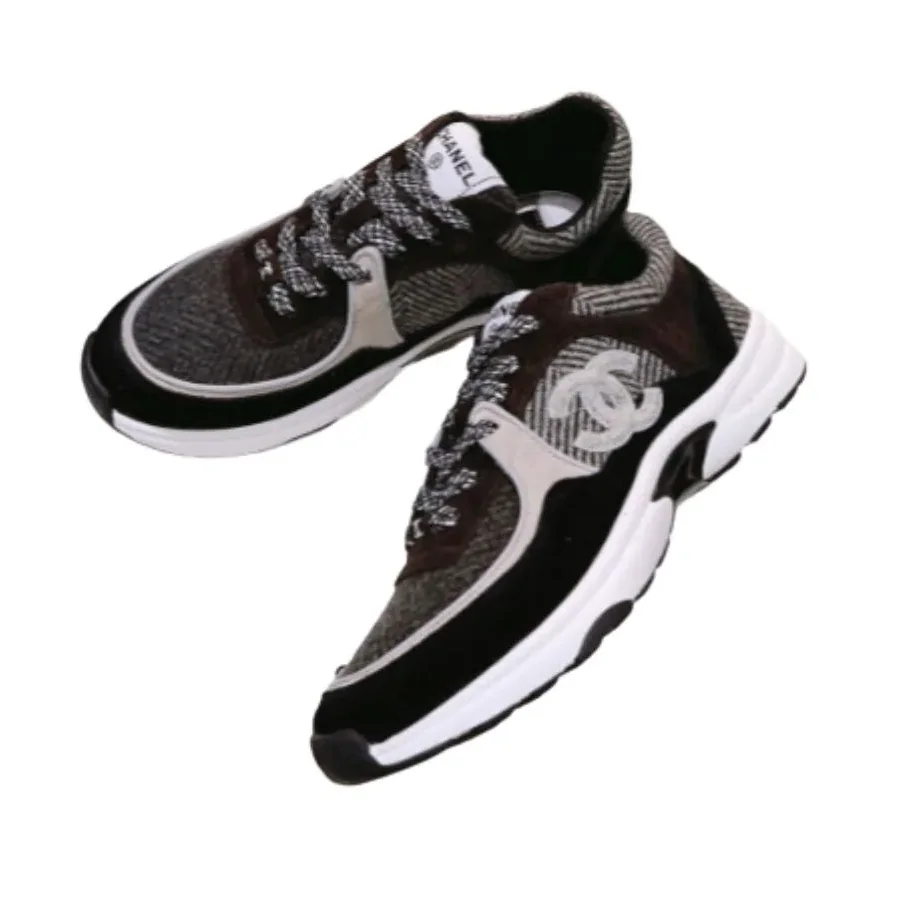 Chanel Wool Stitch Casual C Sneakers Black