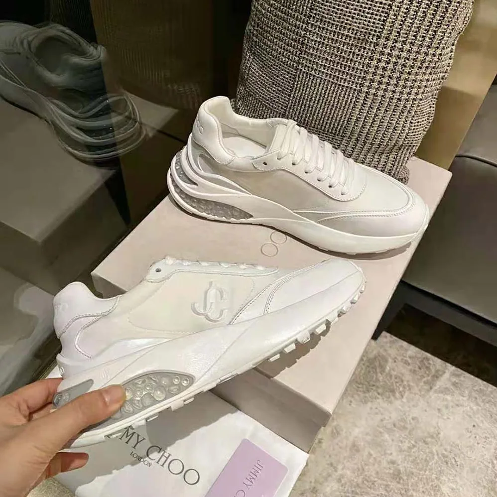 Jimmy Choo Memphis Lace UP/M White Neoprene and Leather Low for Women in Top Trainers Jimmy Choo Memphis Lace UP/M White Neoprene and Leather Low for Women in Top Trainers