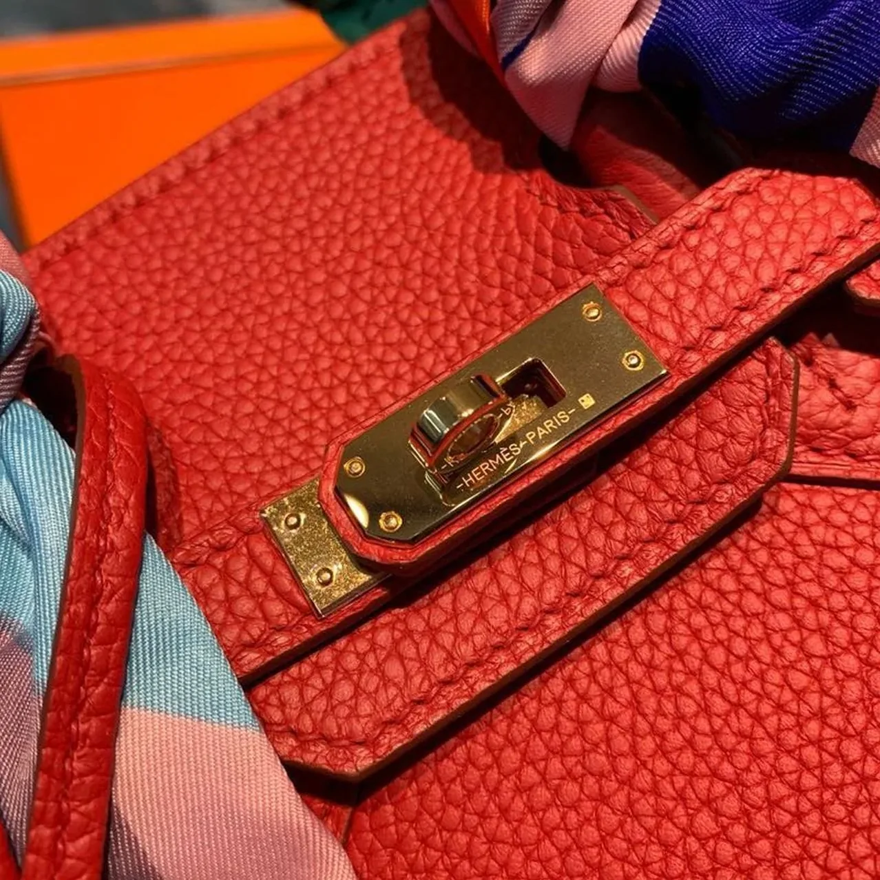 Hermes Birkin Red Semi Handstitched With Gold Toned Hardware / Hermes Birkin Red Semi Handstitched With Gold Toned Hardware /
