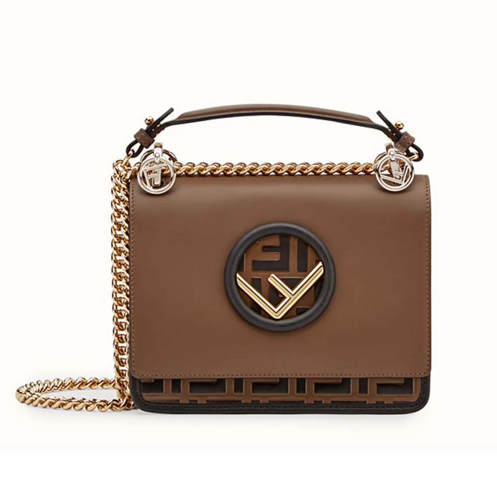 Fendi KAN I F Small Black Leather Mini for Women in Bag in Calf
