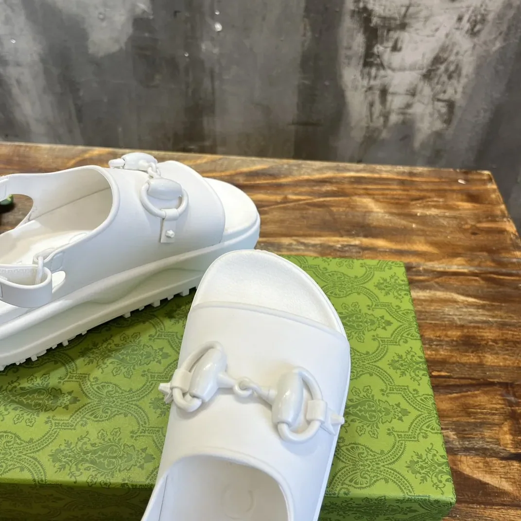 Gucci Horsebit Flatform Sandal White