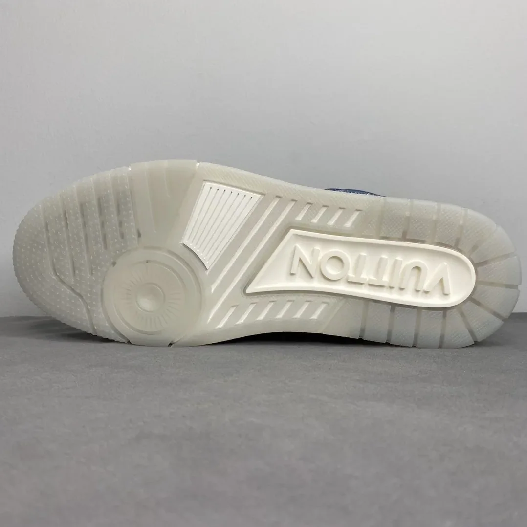 Louis Vuitton Trainer Sneaker Rubber Monogram Denim Blue Virgil Abloh