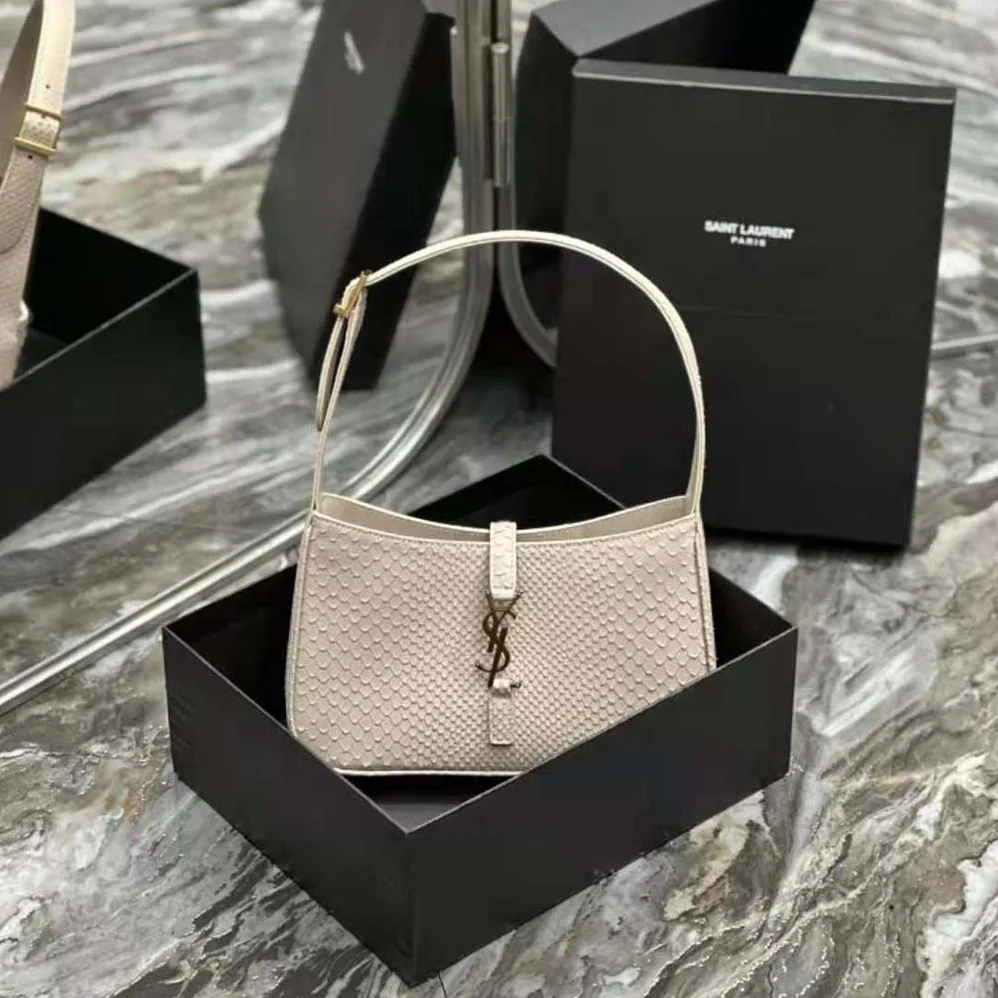 Saint Laurent YSL Le 5 A 7 Hobo Bag in Python for Women in White