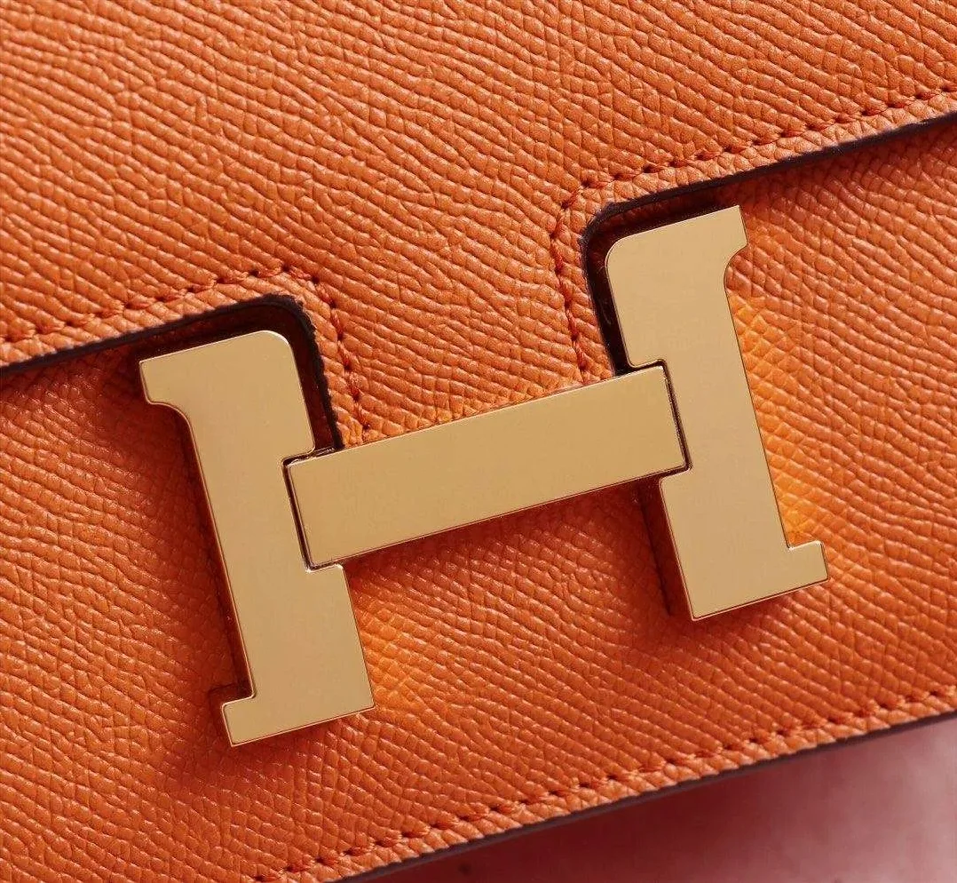 Hermes Constance 18 Crossbody Bag in Orange Gold Hardware