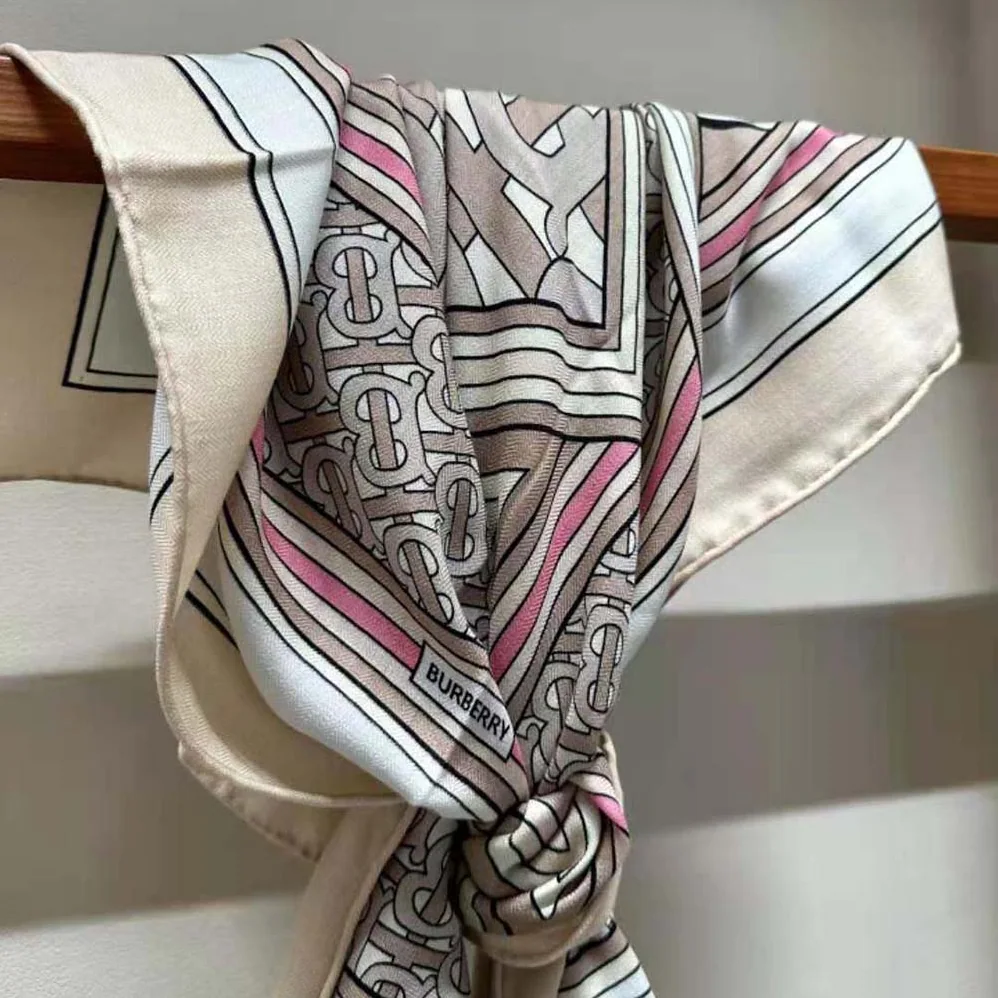 Burberry Montage Print Silk Square Scarf for Women in Pink Burberry Montage Print Silk Square Scarf for Women in Pink