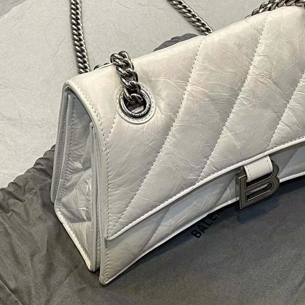 Balenciaga Crush XS Chain Bag Quilted in Optic White for Women Balenciaga Crush XS Chain Bag Quilted in Optic White for Women