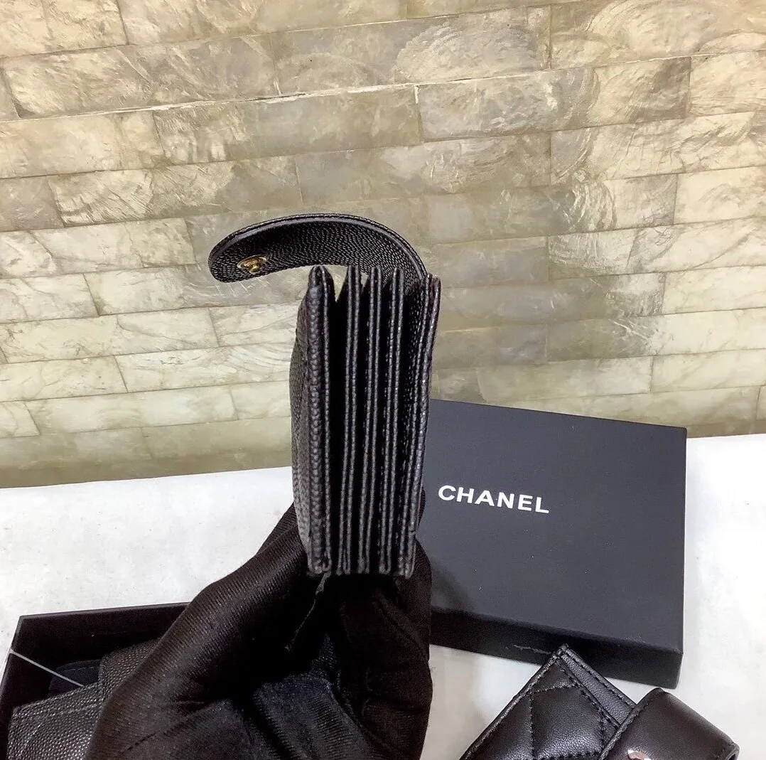 Chanel CO-CO Card Holder Wallet Black Gold Hardware / Chanel CO-CO Card Holder Wallet Black Gold Hardware /