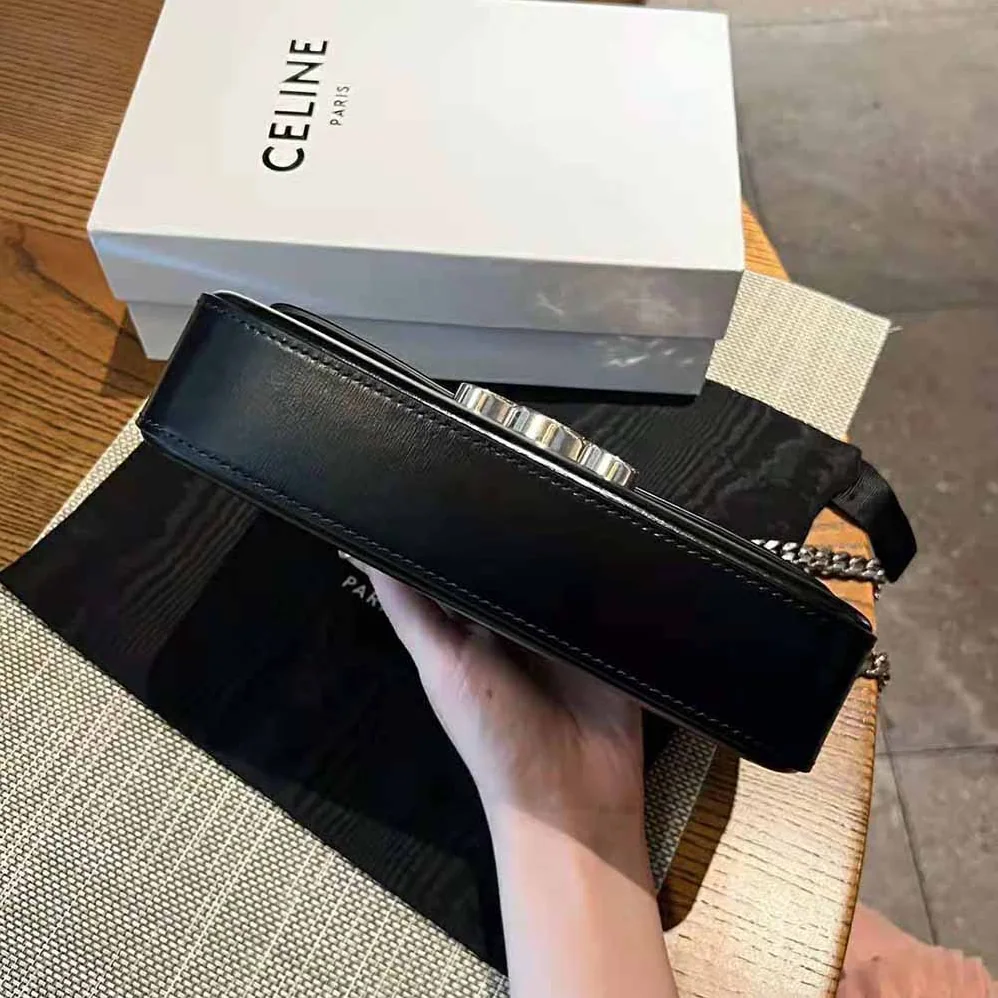 Celine Chain Shoulder Bag Triomphe in Shiny Calfskin for Women Celine Chain Shoulder Bag Triomphe in Shiny Calfskin for Women
