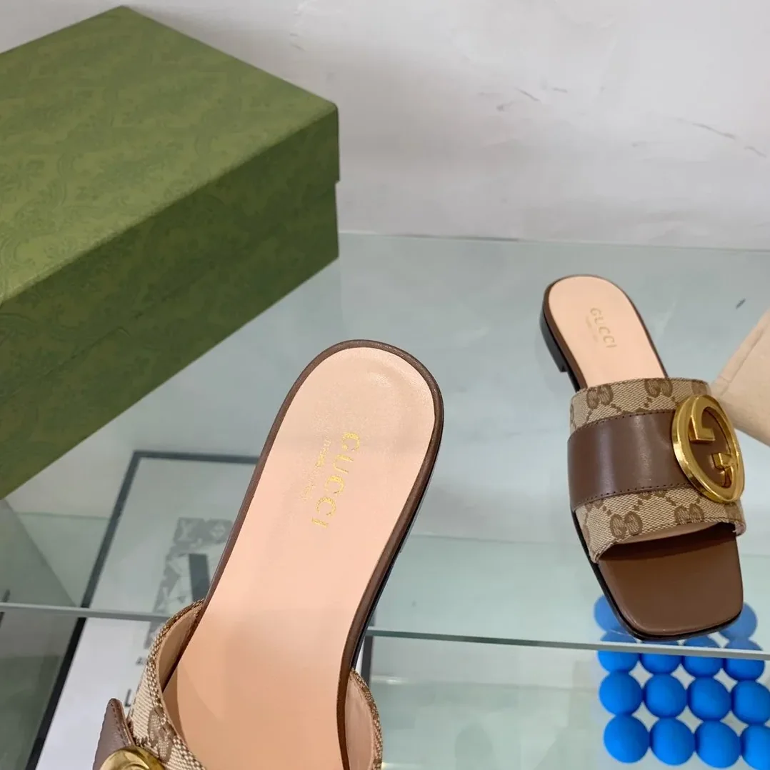 Gucci Blondie Matelasse Canvas Slide Sandal Red