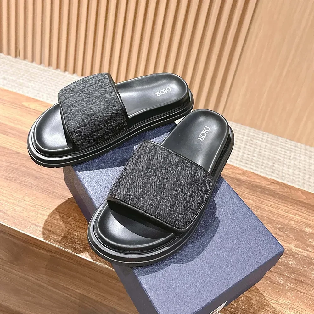 Dior Aqua Sandal Black Dior Oblique Jacquard for Unisex