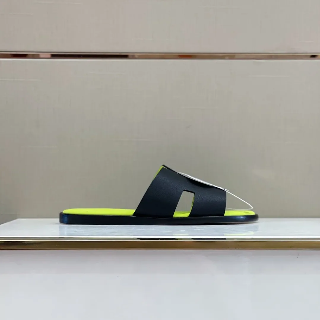 Hermes Izmir Sandals Black in Fluorescent Yellow