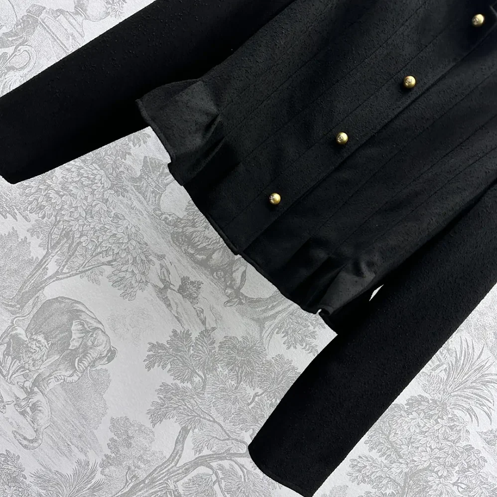 Dior Peplum Jacket Black Virgin Wool and Cotton Bouclé Blend for Women