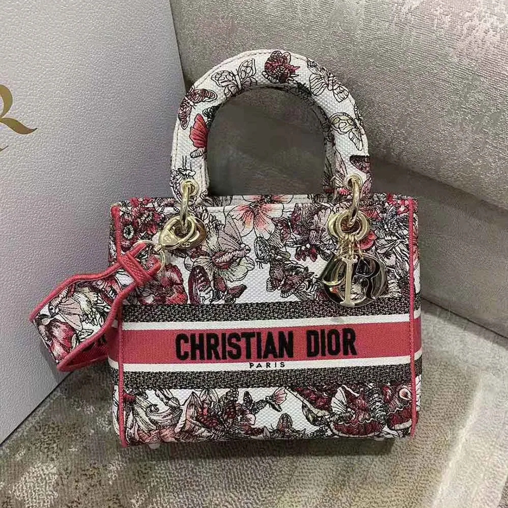Dior Medium Lady D-lite Bag Multicolor Butterfly Embroidery for Women Dior Medium Lady D-lite Bag Multicolor Butterfly Embroidery for Women