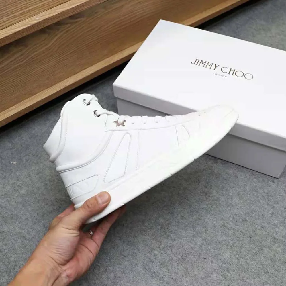 Jimmy Choo Hawaii Hi Top/M White Calf Leather High Top Trainers for Men Jimmy Choo Hawaii Hi Top/M White Calf Leather High Top Trainers for Men