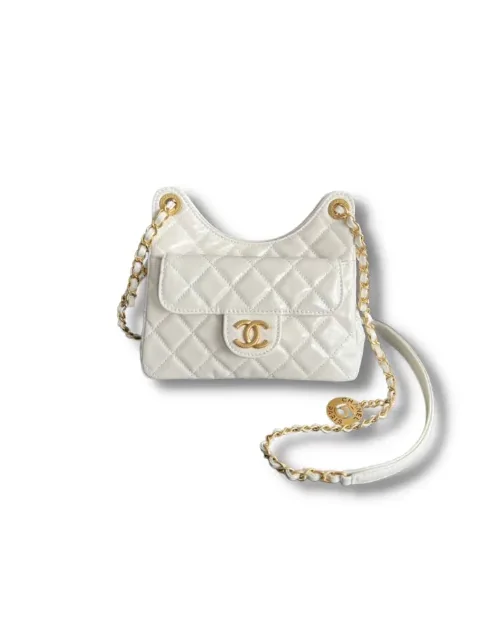 Chanel Small Hobo Bag in White Gold Hardware Chanel Small Hobo Bag in White Gold Hardware