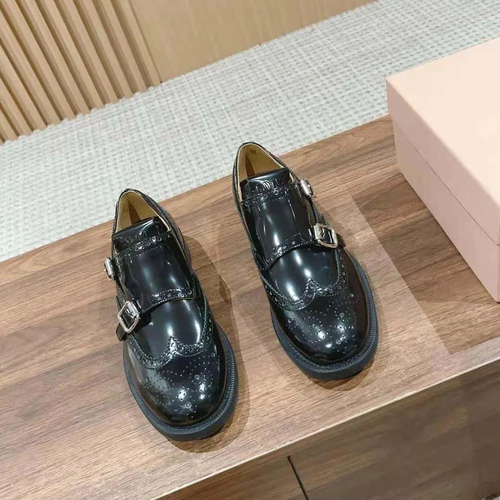 Miu Miu Church's X Miu Miu Brushed Leather Double Monk Brogue Shoes for Women Miu Miu Church's X Miu Miu Brushed Leather Double Monk Brogue Shoes for Women